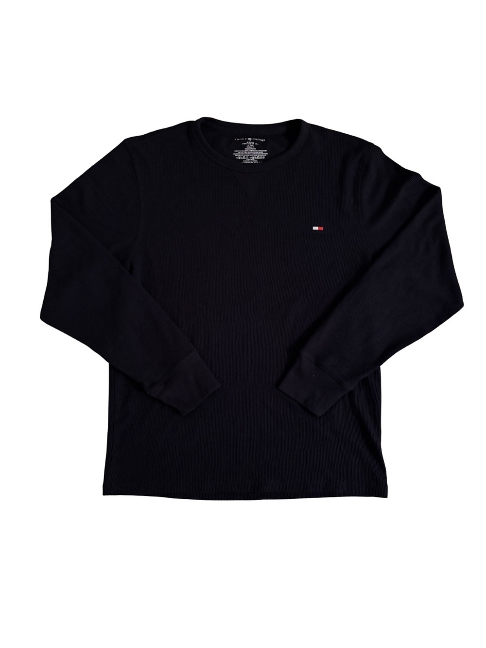 Tommy Hilfiger Embroidered Navy Waffle Long-Sleeve Crew Neck